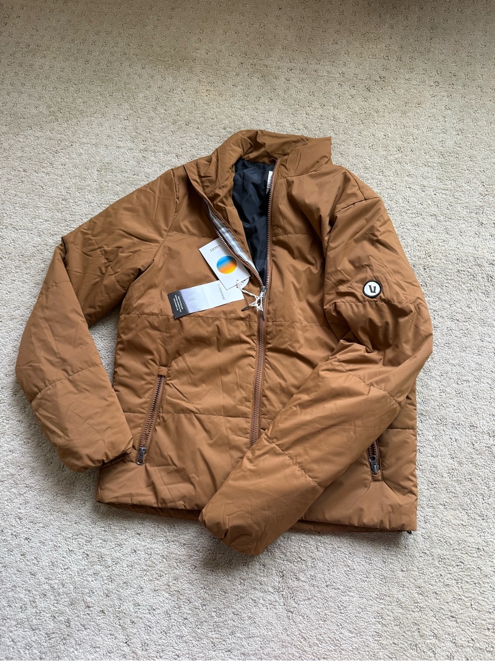 Vuori Quilted Zip Jacket in Camel Brown - Picture 2 of 7